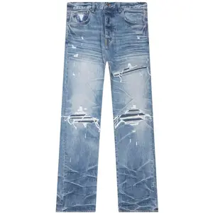 Amiri Mx1 Distressed Mid-Rise Straight-Leg Jeans Honeycomb Indigo