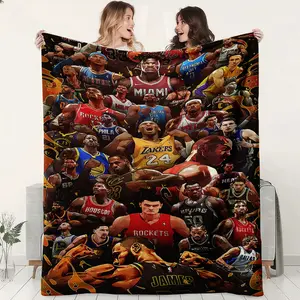 Basketball All-Star Flannel Blanket, Kobe Memorial Throw, Soft High-Definition Print, Large Size, Perfect Gift for All Seasons, Slogan Print Blanket, Figure Print Blanket