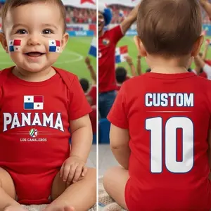 Panama Flag Baby Bodysuit | Custom Name & Number Infant Onesie C1Z 8D0