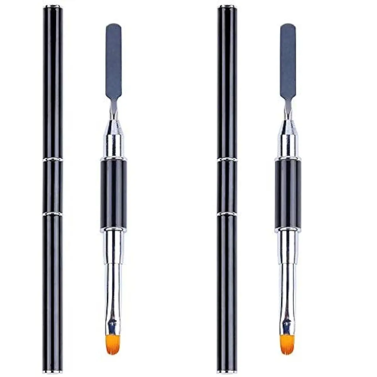 2 Pack of Polygel Brush and Picker Dual-Ended 2 IN 1 Design Stainless Steel Nail Brush Polygel Slice Tool for Nail Art Acrylic Nails Extension Quick Building Gels by Aliotech