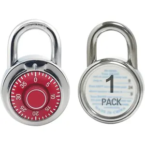 Combination Padlocks with Metal Body, Indoor Use for Gym Lockers & School Locker, ‌Red, 1-Pack