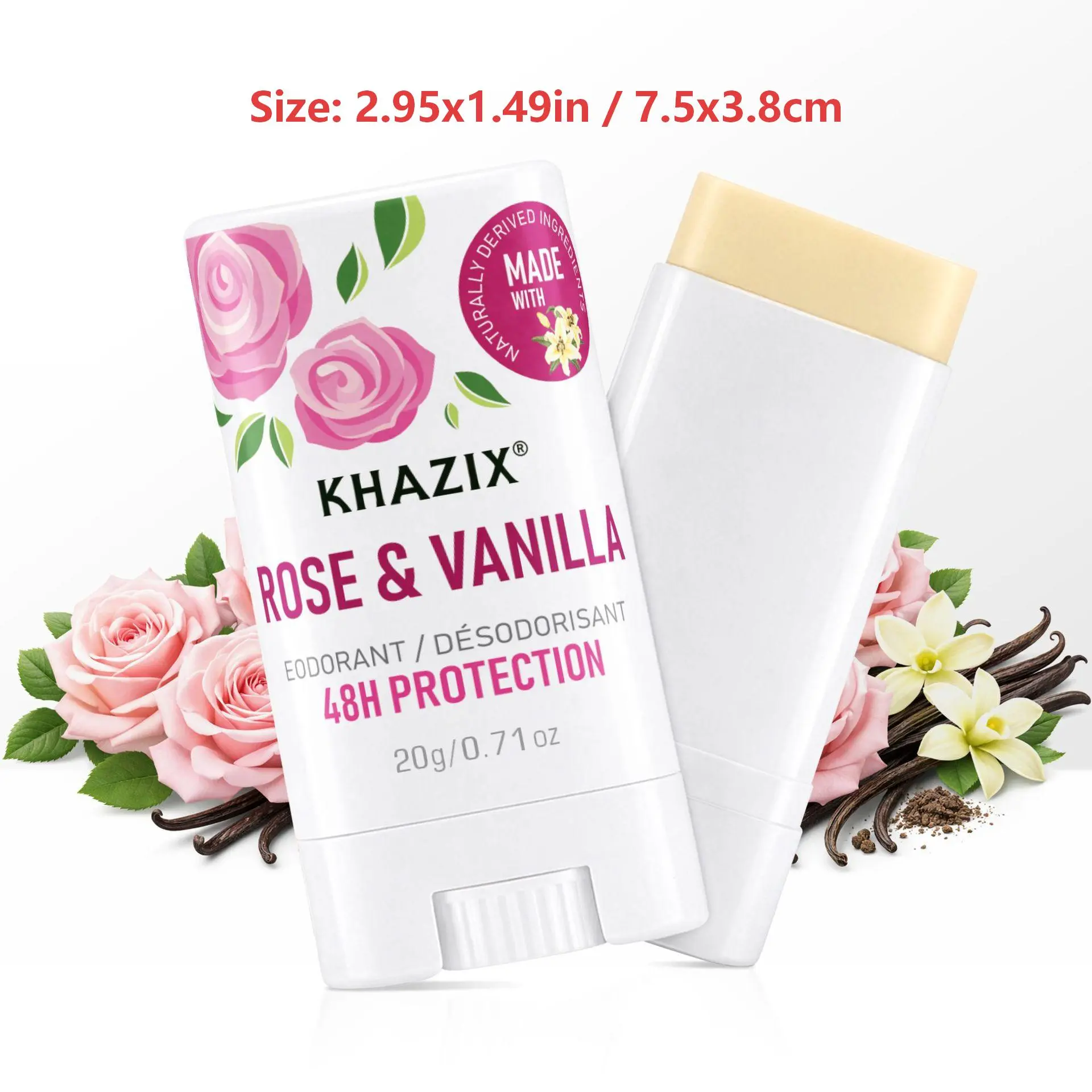 Rose & Vanilla Aroma Aluminum-Free Witch Hazel Deodorant Stick (0.71 oz/20g, 7.5x3.8cm/2.95x1.49in) - Paraben-Free, Nourishing Underarm Care, Smooth Shea Antiperspirant, Long-Lasting Gentle Body Freshener (Non-Aluminum Deodorants), Odor Control Deodorants