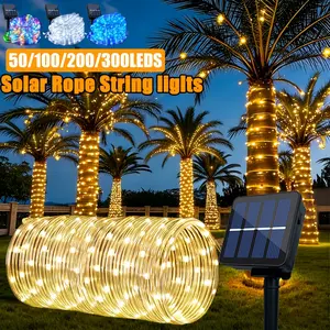 Outdoor solar tubular lights, LED fairy string lights, festive lighting strips, four colors to choose from, suitable for camping, fences, courtyards, decks, terraces, swimming pools, porches, trees and other outdoor decorations, IP54.