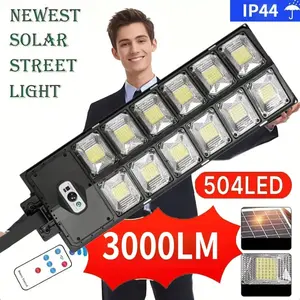 504 - LED Super - Bright Solar - Powered Outdoor Street Light With IP44 Waterproof Rating. It Is Equipped With A Wide - Angle Sensor, Remote - Control Operation, Automatic Off From Sunset To Dawn, High - Efficiency Energy - Saving, And Dimmable Function,