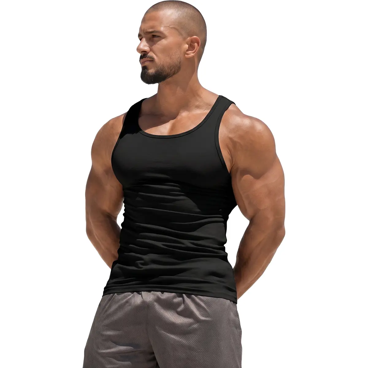 JOGWAVE men’s solid compression shaping tank top, men’s sleeveless shapewear shirt, men’s athletic T-shirt tank, breathable crew-neck compression active top, suitable for running, fitness, basketball, all-season men’s underwear, men’s tank top