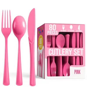 Heavy Duty Pink Cutlery Combo - 7.5 in. - 80 Count