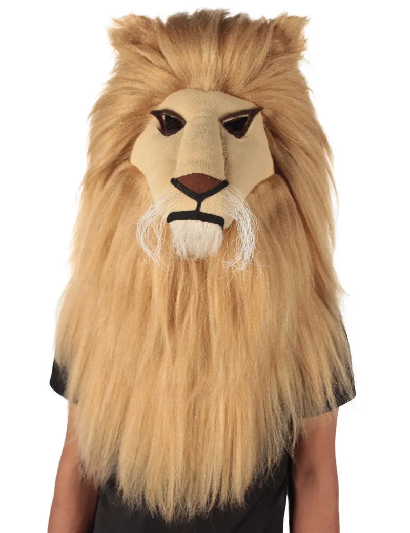Men's Novelty Lion King Brown Color Wig of the Jungle Costume, Synthetic Fiber, Mask