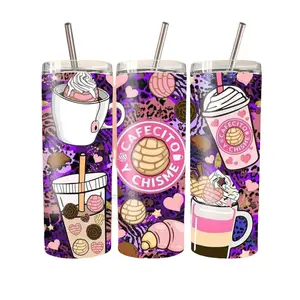 CAFECITO Y CHISME Stainless Steel Tumbler 20oz - Bottle for Drinking - Drinkware Flasks Stylish Beverage Coffee