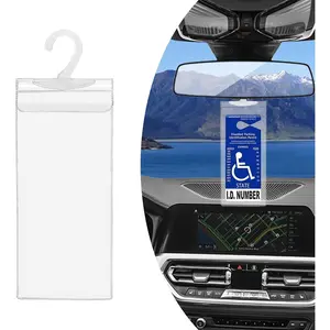Handicap Placard Holder, 11.6" x 5" Ultra Transparent Disabled Parking Permit Placard Protector with Plastic Large Hanger, Automotive Disabled Placard Protective Cover
