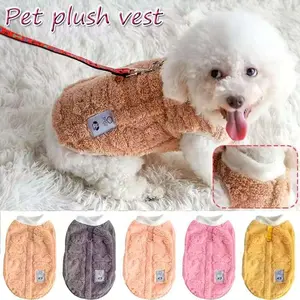 Plush Thick Pet Vest Clothing, Warm Fleece Dog Jacket, Sleeveless Design, Anti-Shedding, with Leash Ring, Cozy Winter Apparel