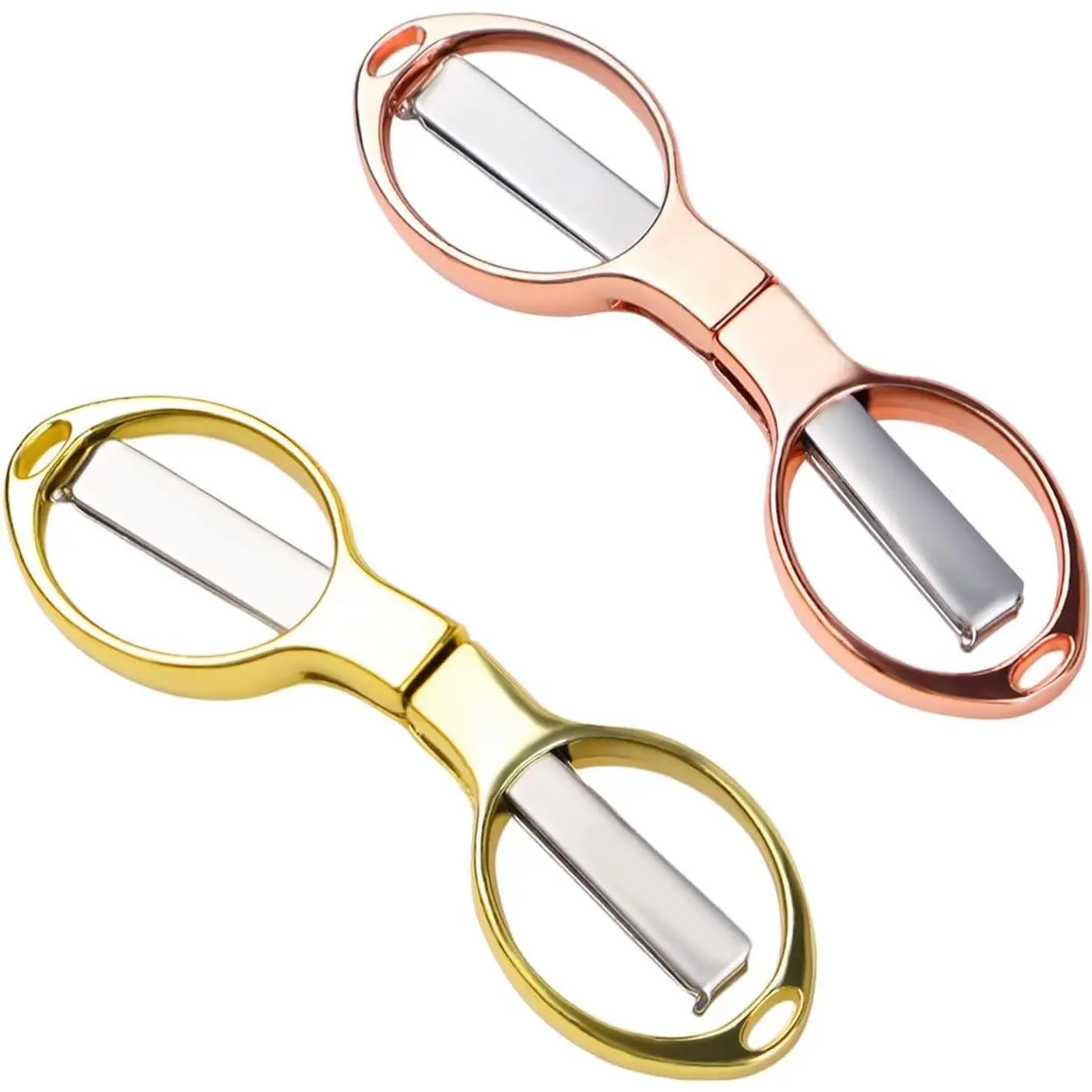 2 count Folding  Safe Foldable Travel  Portable Mini Scissor Stainless Steel Small Folding Scissor for Home Office School Travel Use Telescopic  Mini Shear (Rose  + )