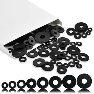 160 count Flat Rubber Washers Assortment Kit, 10/10.5/12/16/18/20/25/30mm Black Rubber Flat Washer, Heavy Duty Rubber Washers for  Faucets Screws Garden Hose Shower  - 8 Sizes