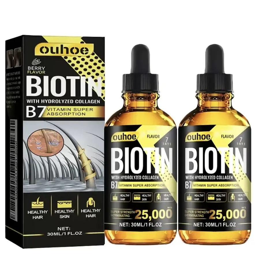 2 bottles Collagen B7 Vitamin Nourishing Hair Oil Treatment with Rosemary and Aloe Extracts, to strengthen hair, Nourishes Hair, promoting healthier and shinier locks, thicker stronger hair, Rich in Biotin and Collagen. oz scalp nourishment haircare