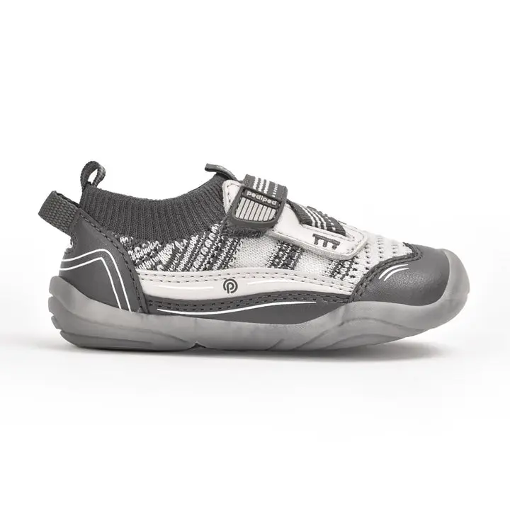 Pediped Jupiter Grip 'n' Go Grey Sneakers - Lightweight Breathable & Flexible for Healthy Foot Development