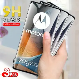 3pcs 9H Hardness Curved Tempered Glass Screen Protector for Motorola Moto Edge 60 Fusion/60/60 Pro/Edge 50 Fusion/40 Neo 5G/Edge50 Ultra/50 Pro - Scratch-Resistant, Impact Protection, Full Coverage, Phone Protector