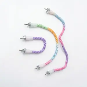Colorful Parrot Climbing Cotton Rope, Flexible Bird Perch Stand Swing, Free-Bending Bungee Rope Toy for Budgies, Cockatiels, Lovebirds & Small Birds