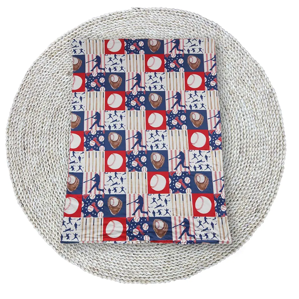 Baby Blankets Baseball Blue Red Minky Sleep Nap Blankets 29*42inches