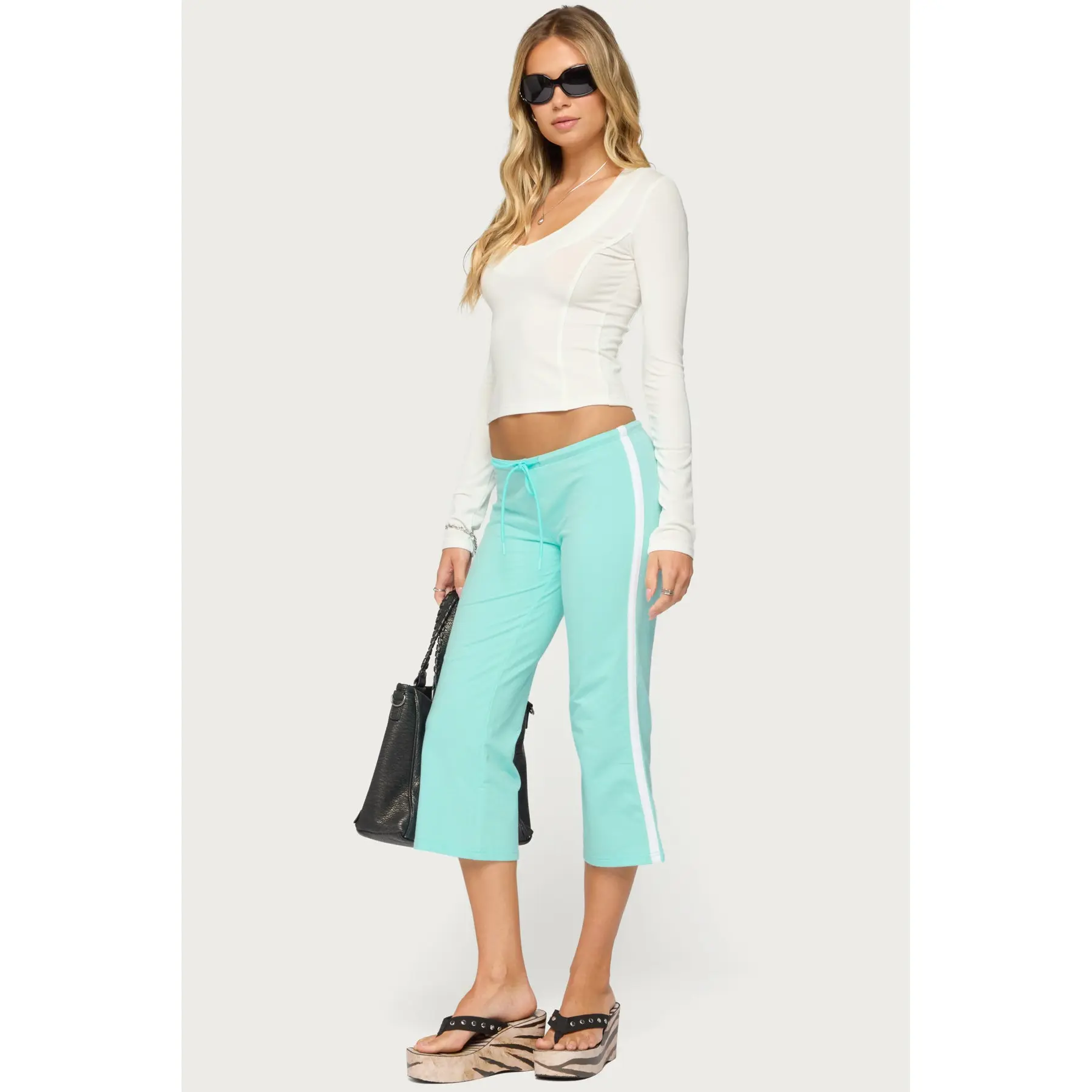 Milene Contrast French Terry Capri Pants