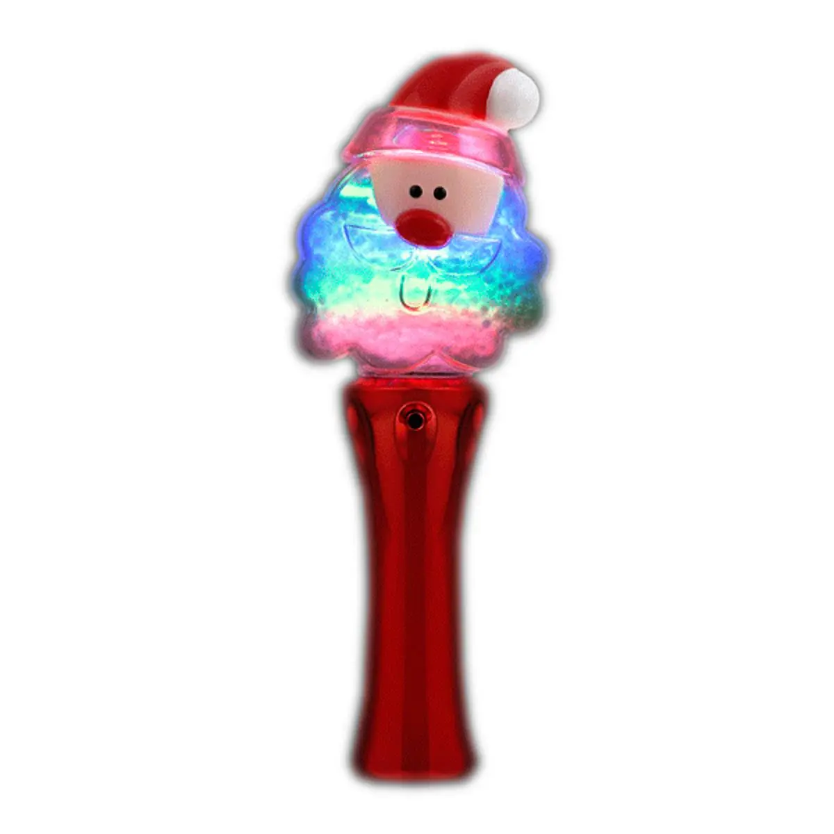 212 MAIN Santa Clause Christmas Wand, Plastic Pet Farm Animal & Poultry Toy with Snowball Spinning LED Colors Lights, Party Favor