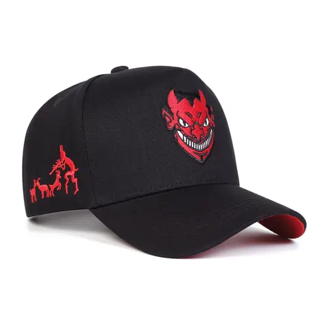 Unisex Demon Five-Panel Baseball Hat, Adjustable Snapback Sun Protection Cap for Travel & Beach, Casual Outdoor Hat for Spring & Autumn, Snapback Hats