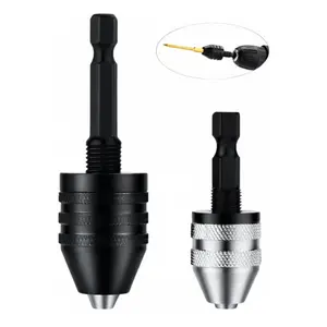2pcs Drill Chuck Adapter Keyless, 1/4 Inch Hex Shank, Quick Change Impact Drill Chuck Adapter, 0.6-8mm, 0.3-3.6mm for Tool Attachment