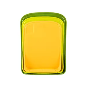 ANJUKE BPA-Free Reversible Kitchen Cutting Board Set of 3, , Nonporous, Juice Grooves Catch Liquid,   Chopping Boards, Yellow and Green and Orange