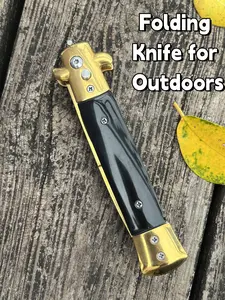 EDC folding utility knife, gold blade and handle, pocket knife for outdoors, camping, hiking, peeling, men's gift