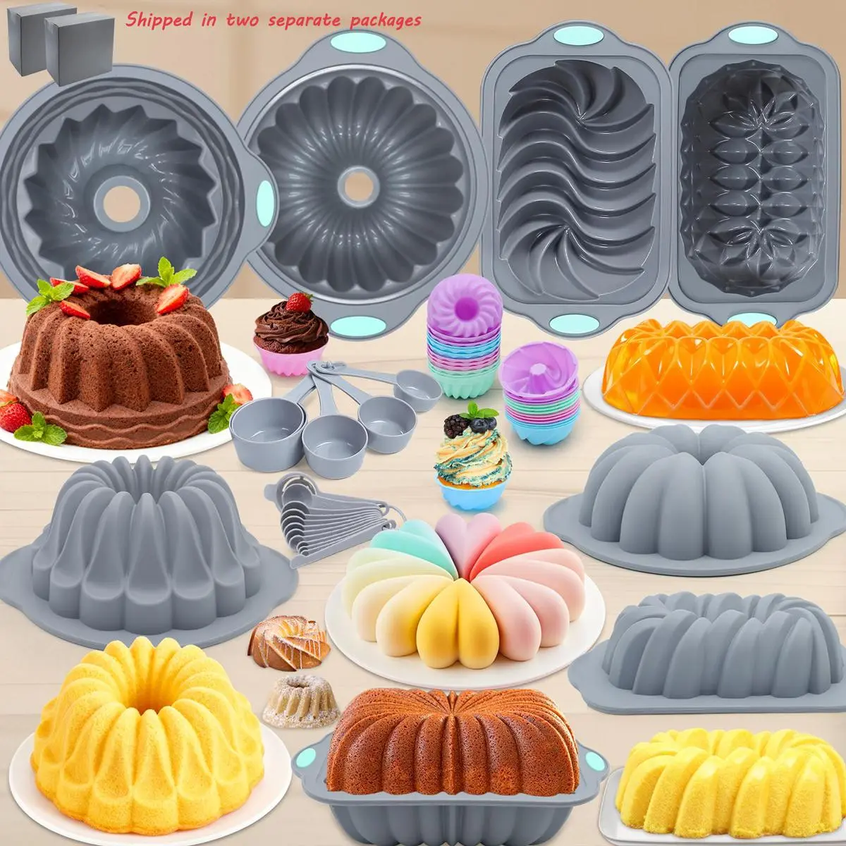 nonstick pan To encounter 66/45/21 Pieces Silicone Baking Set 7 Cups Tubular Cups 45 Mini Loaf Pans for Banana Bread Sandwiches Pound Cakes Meatloaf Mousses Jellies Chocolates Christmas Gift Bakeware Circular Reusable Mold