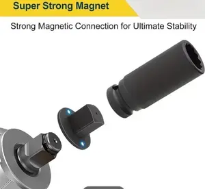 Low Profile Impact Socket Adapter Set, Drive Ratchet Adapter Set, Designed for Tight Spaces, 4pcs, 3/4" to 1", 1/2" to 3/4", 1/2" to 3/8", 1/4" to 3/8"
