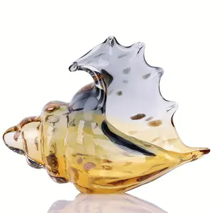 New 1pc Hand-Blown Art Glass Conch - Elegant Seashell Sculpture - Chic Tabletop Accent for Home, Living Room, Bedroom, Office – Unique Home Decor Collectibl Ornaments