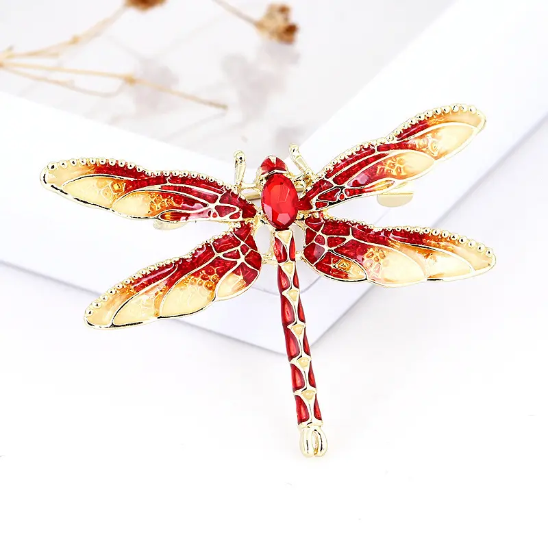 Sparkling Crystal Dragonfly Brooch | Handmade Enamel Alloy Insect Pin for Jackets, Dresses & Bags
