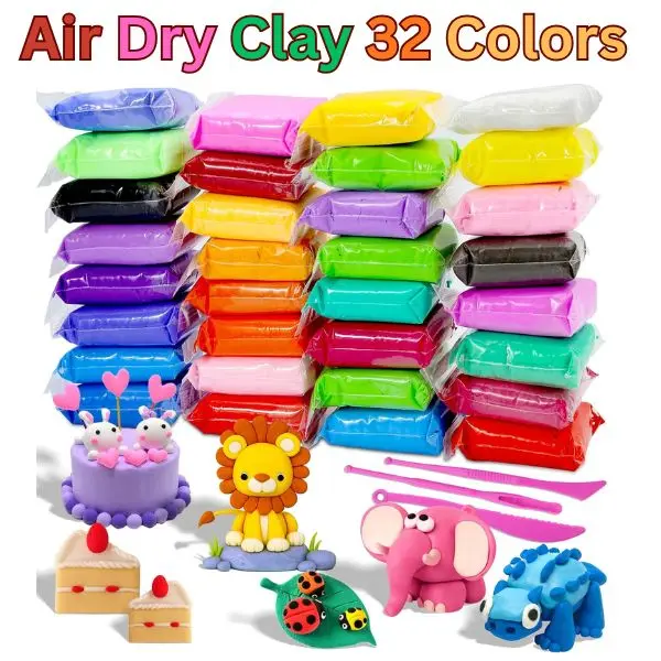 32 pcs Kids' BPA-Free Air Dry Modeling Clay Kit - 3 Sculpting Tools, Unisex Educational Arts & Crafts Toy for 3+ Years, Halloween Gift-Ready Magic for Creative Projects Art Supplies