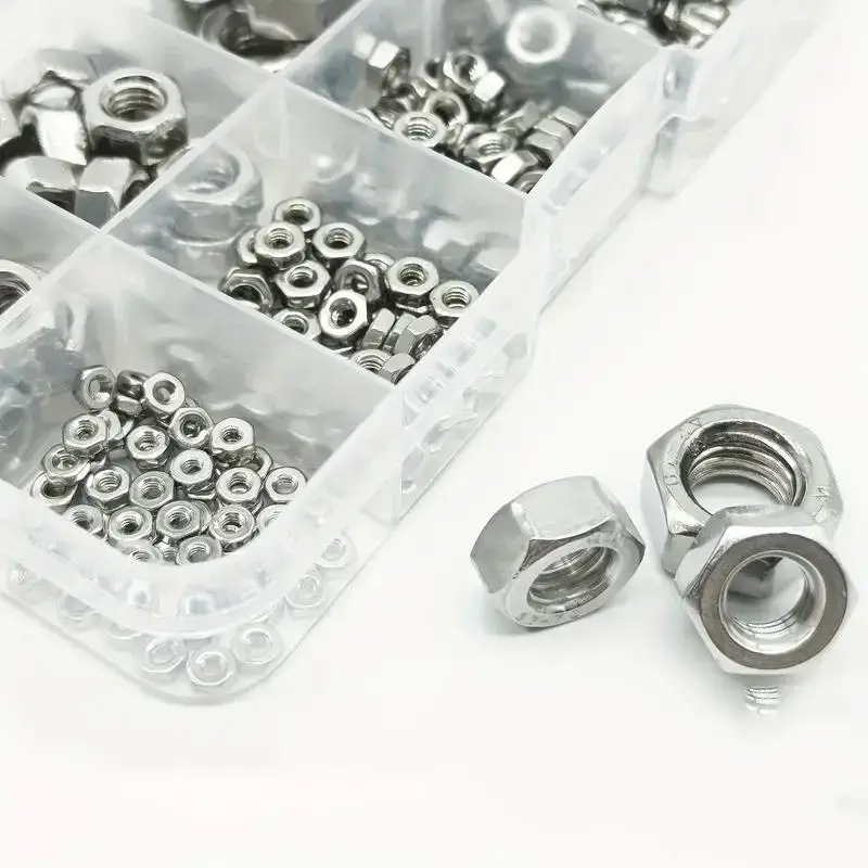 Stainless Steel Hex Nuts Assortment Kit, M2-M12 A2-70 Nuts Set for Screws & Bolts, Fasteners & Hooks, Multifunctional Fasteners & Hooks Kit