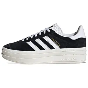 Adidas Gazelle Bold 'Black White' Women's Round Toe Lace-Up Sneaker All Seasons Fashion Footwear Casual Walking Shoe Girl