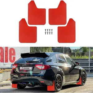 Car Mud Flaps 4PCS Universal Fit Red Splash Guards Flexible and Bendable Mudguard Fender Flare Cuttable Mudflap Decal Automotive Decoration