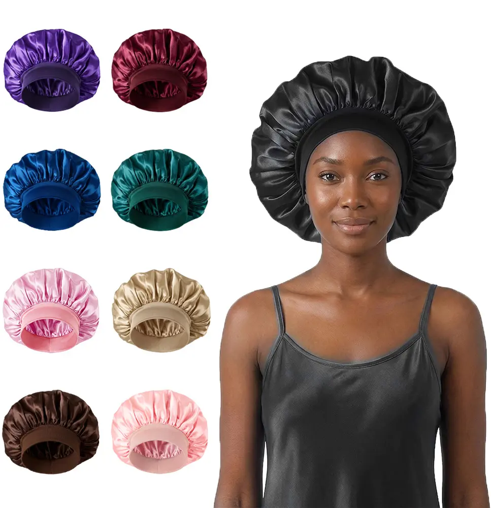 Women's Elegant Plain Color Elastic Satin Silky Hair Bonnets Hair Care Cap Hair Wrap Cap for Gift, Summer Outfits 2025 Trendy Heatless Soft Comfy Haircare Sleeping Bonnets for Preserving Hairstyle, Lightweight Chic Accessories for Daily Use