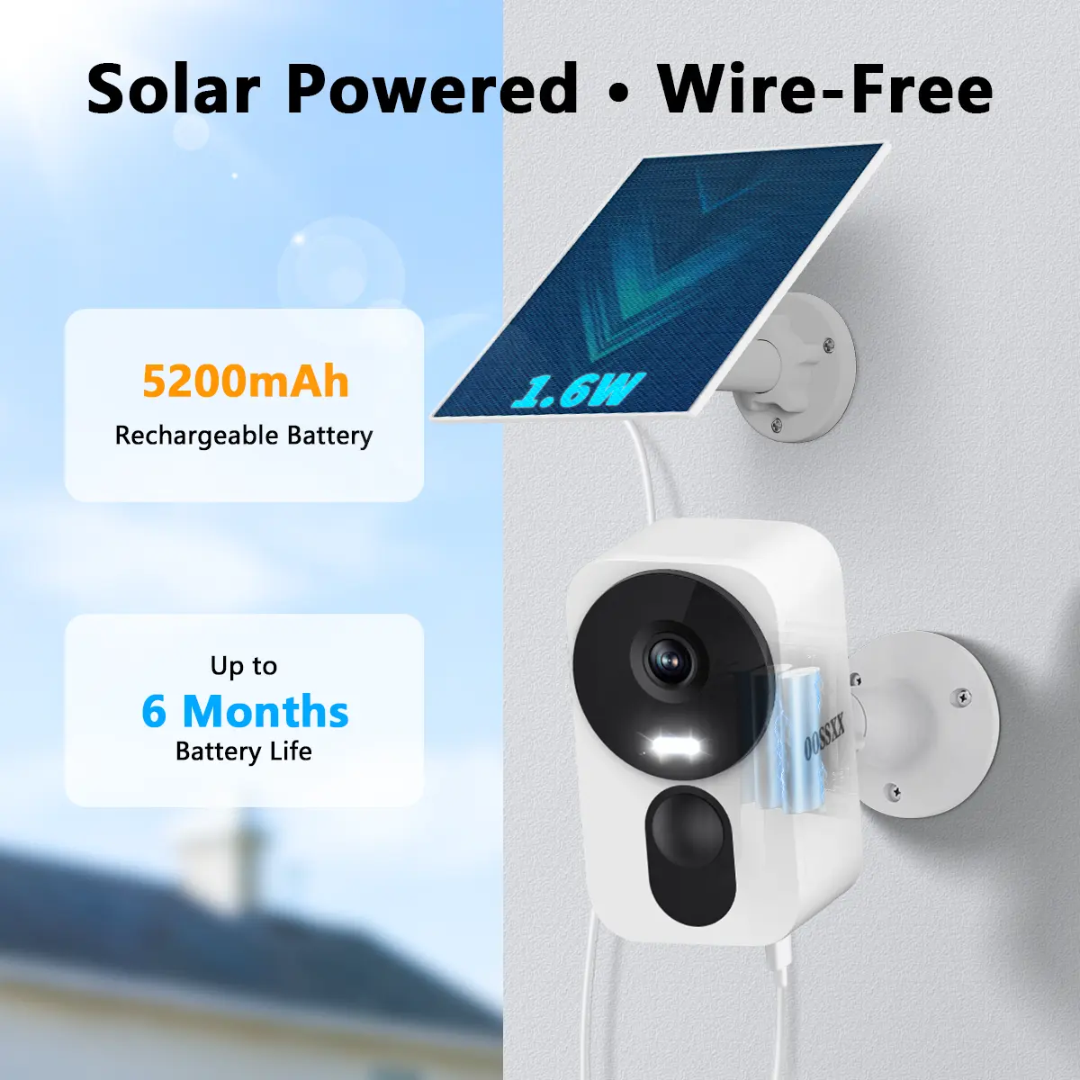 4MP HD Solar-Powered Outdoor Security Camera, Wifi Cameras, 2.4G/5G Dual-Band Wi-Fi, Human PIR Detection, Color Night Vision, Weatherproof Surveillance Cameras, Speaker, Remote Audio, SD/Micro SD Support for Wireless Home Surveillance, Colorful