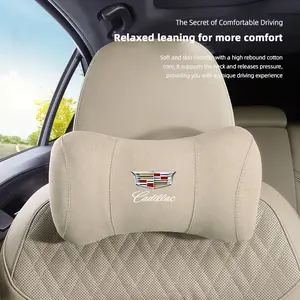 Suede Headrest Car Breathable Memory Foam Neck Pillow Breathable Neck Cushion For Cadillac Escalade CTS ATS XTS CT4 CT5 XT5 XT4 XT6 CT6 Lyriq SRX ELR Celestiq EXT XLR