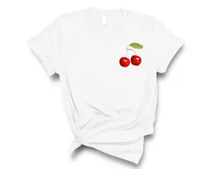 Vintage Cherry T-Shirt Comfortable Cotton Graphic Tee for Summer Casual Wear Cute Fruit Design Perfect for Fruit Lovers and Retro Fashion Enthusiasts