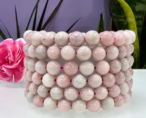 Wholesale 6 Pcs Natural Pink Opal 8mm 7.5” Stretch Bracelet Crystal Healing Energy