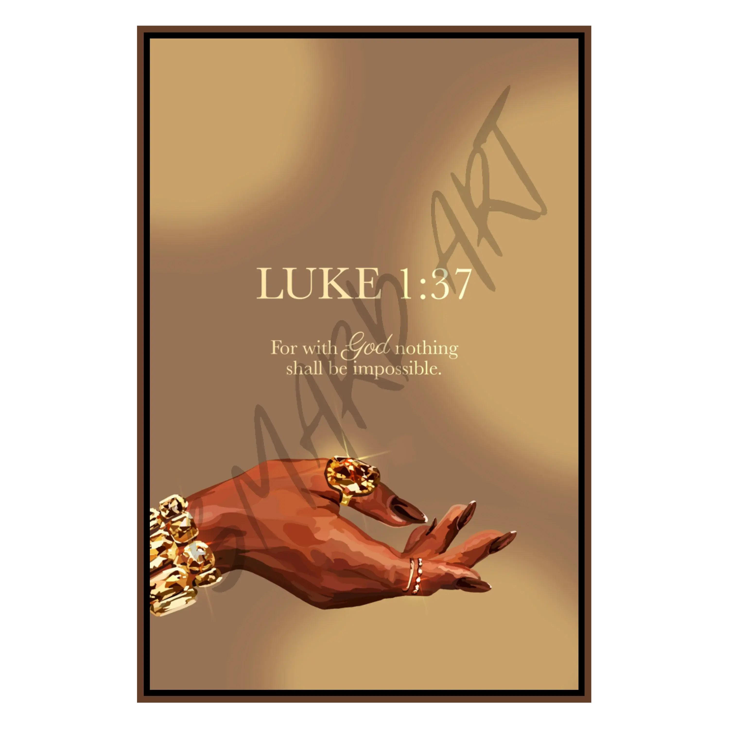 Smard Black Wall Art for Home & Office -Luke 1:37 Gold - Smard Black Wall Art Print/ Canvas for Home /Office Decor