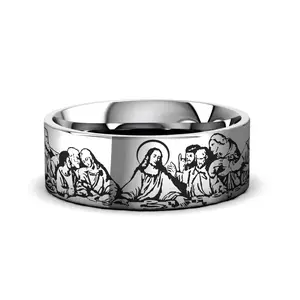 Larson Jewelers LAST SUPPER on Flat Tungsten Carbide Ring