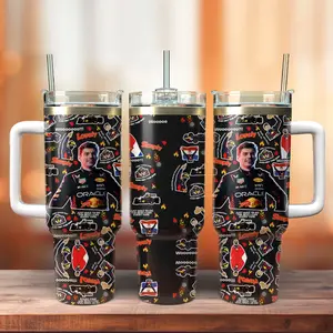 Max Verstappen 1 40oz Tumbler With Handle Stainless Steel Tumbler, The Mad Max Tumbler, The Red Bull Formula 1 Tumbler Gift, Iced Coffee Tumbler, Car Holder Tumbler, Game Day Merch, Sunday F1 Merch, F1 Gift