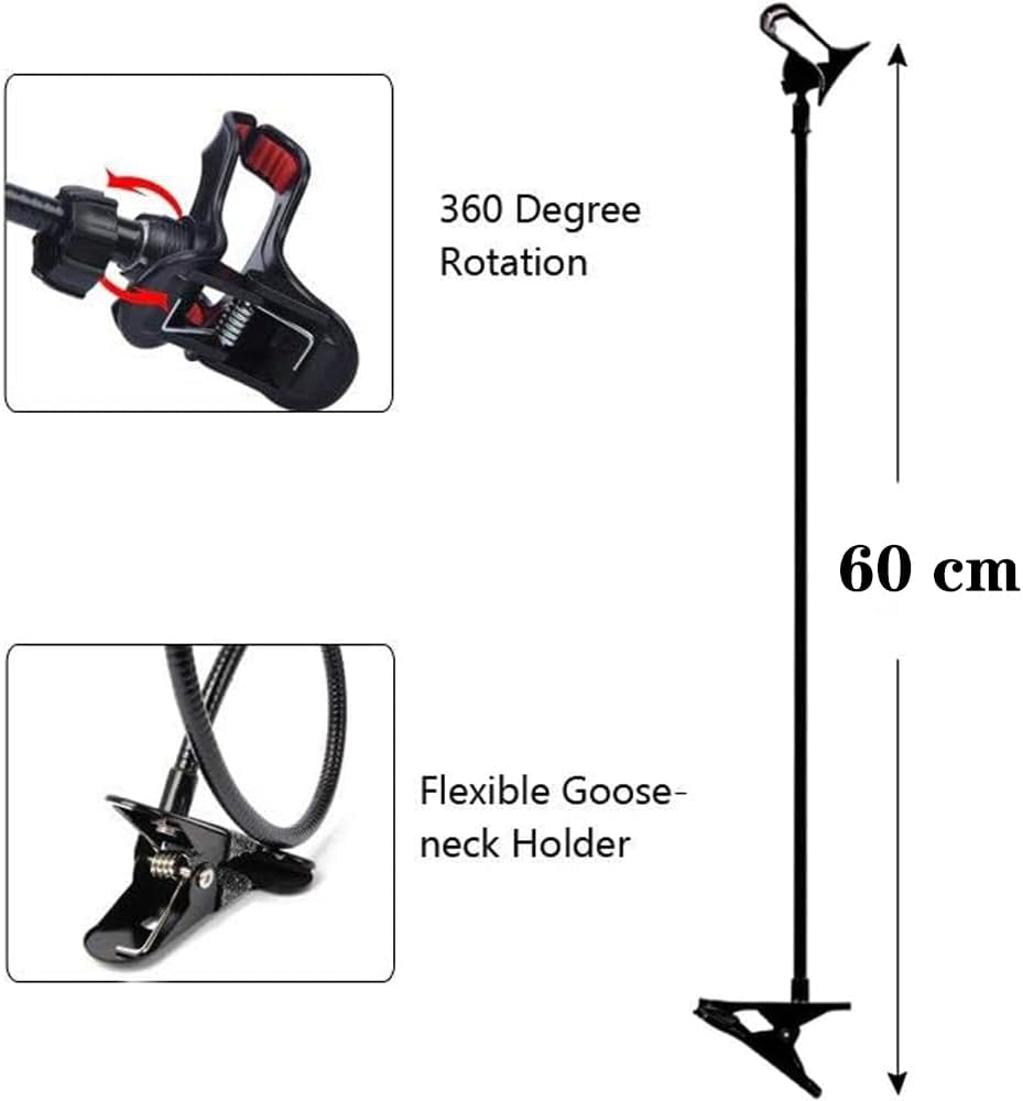Phone Holder for Bed,Clip On Phone Holder for Desk,Universal Lazy Bracket,360 Degree Rotation Flexible Long Arm Cell Phone Stand with Clamp for Kitchen,Office,for All 4-7” Cellphone