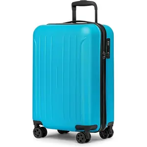 Carry  luggage 22x14x9 Airline Approved Suitcase Hardshell With Double Spinner Wheels, PC+ABS TSA Lock Travel Luggage ( Blue, 20" Carry )