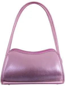 Nova Metallic Shoulder Bag Y2K Nolstalic Bag High-Shine Vegan Leather Structured Curved Silhouette Compact Profile Secure Top Zip Closure