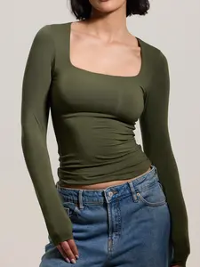 Square Neck Braless Long Sleeve