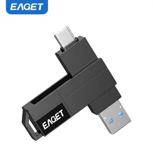 EAGET 1 Pack 128GB 2-in-1 USB C Flash Drive 360° Rotating High Speed USB 3.2 Gen1 Thumb Drive, Zinc Alloy Metal Memory Stick for iPhone 15/16, Android Phone, Laptop, PC, Mac, Car USB Flash Drives
