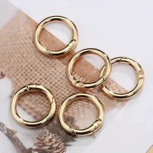 5pcs Metal O Ring Spring Clasps For DIY Jewelry, Openable Round Carabiner, Keychain Bag Clips, Chain Buckles Connector Christmas Gift