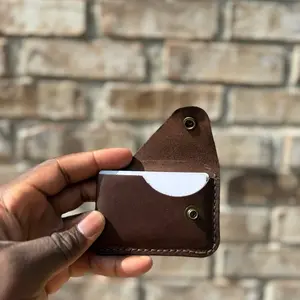 The "Snap" Wallet - Compact Brown Leather Card Holder with Secure Snap Closure for Everyday Use